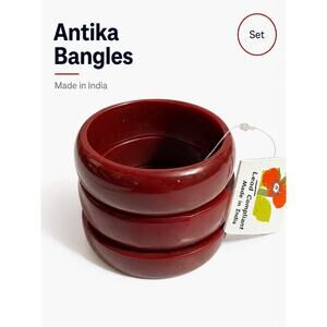 Antika Collection Bangle Set Burgundy Red Resin Stack Bracelets India